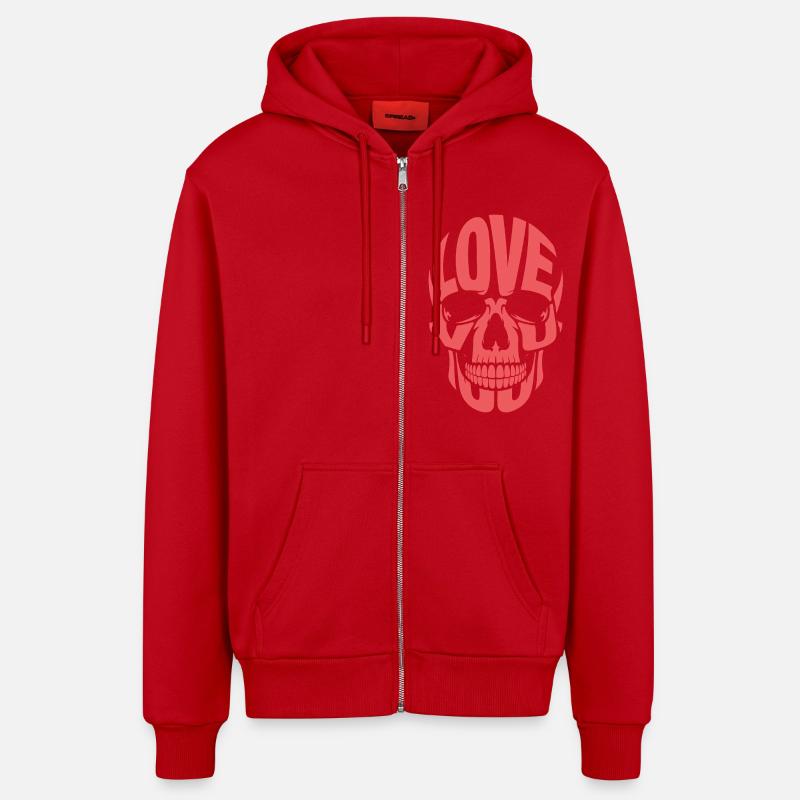 ÂNE D’AMOUR - Veste à capuche bio décontractée fabriquée en UE - rouge