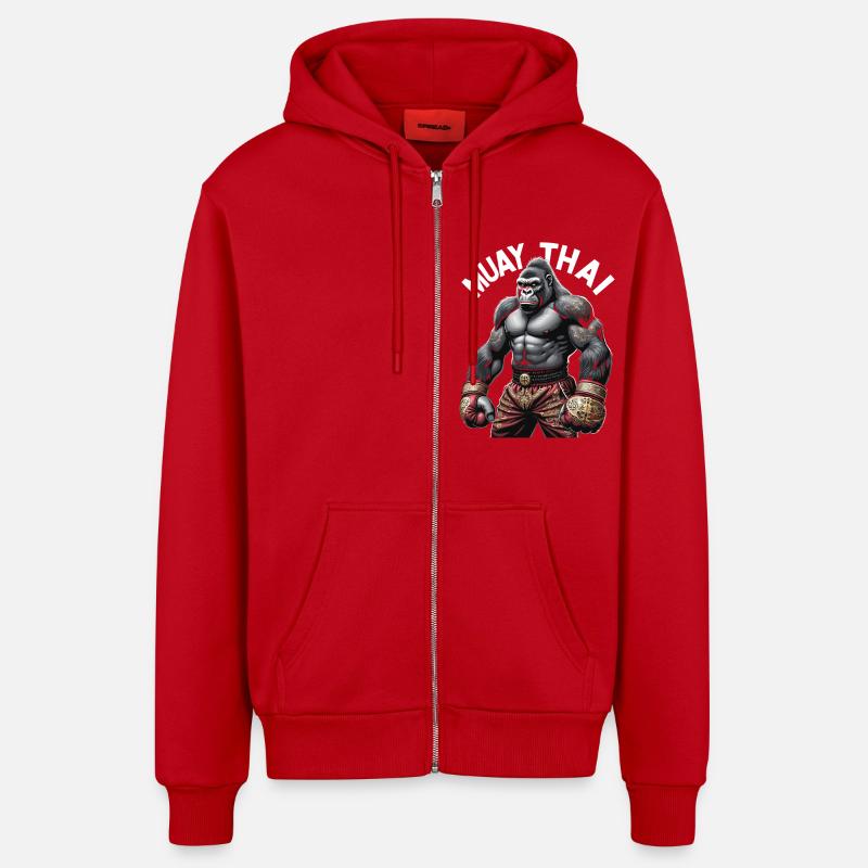 Boxe Muay Thai - Veste à capuche bio décontractée fabriquée en UE - rouge