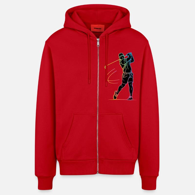 Golfeur Silhouette Golf - Veste à capuche bio décontractée fabriquée en UE - rouge