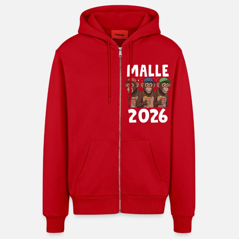 Malle 2026 - Veste à capuche bio décontractée fabriquée en UE - rouge