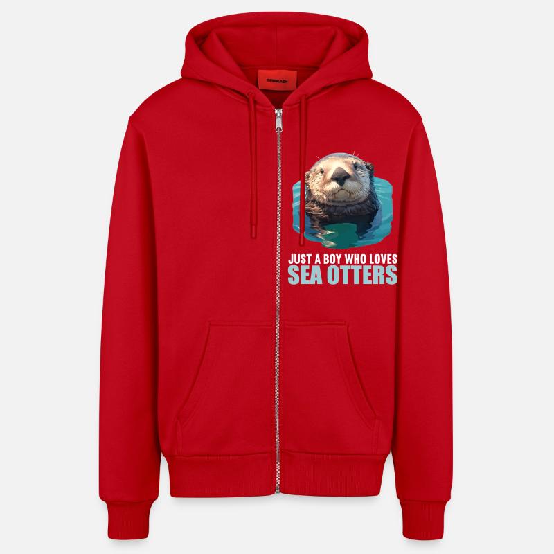Loutre de mer - Veste à capuche bio décontractée fabriquée en UE - rouge