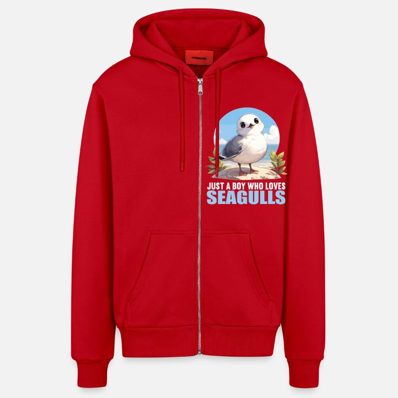 Mouettes Mouette - Veste à capuche bio décontractée fabriquée en UE - rouge