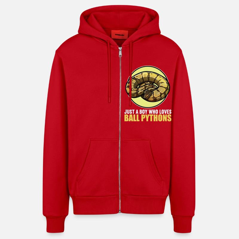 Ball Python Königspythons Königspython - Organic Relaxed Kapuzenjacke Made in EU - Rot