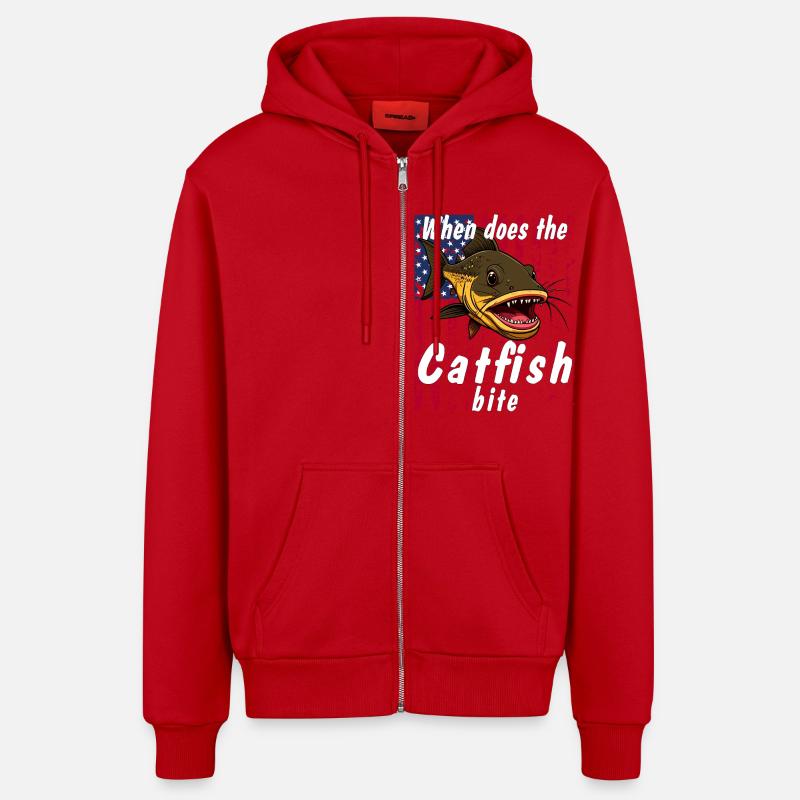 When does the catfish bite - Organic Relaxed Kapuzenjacke Made in EU - Rot