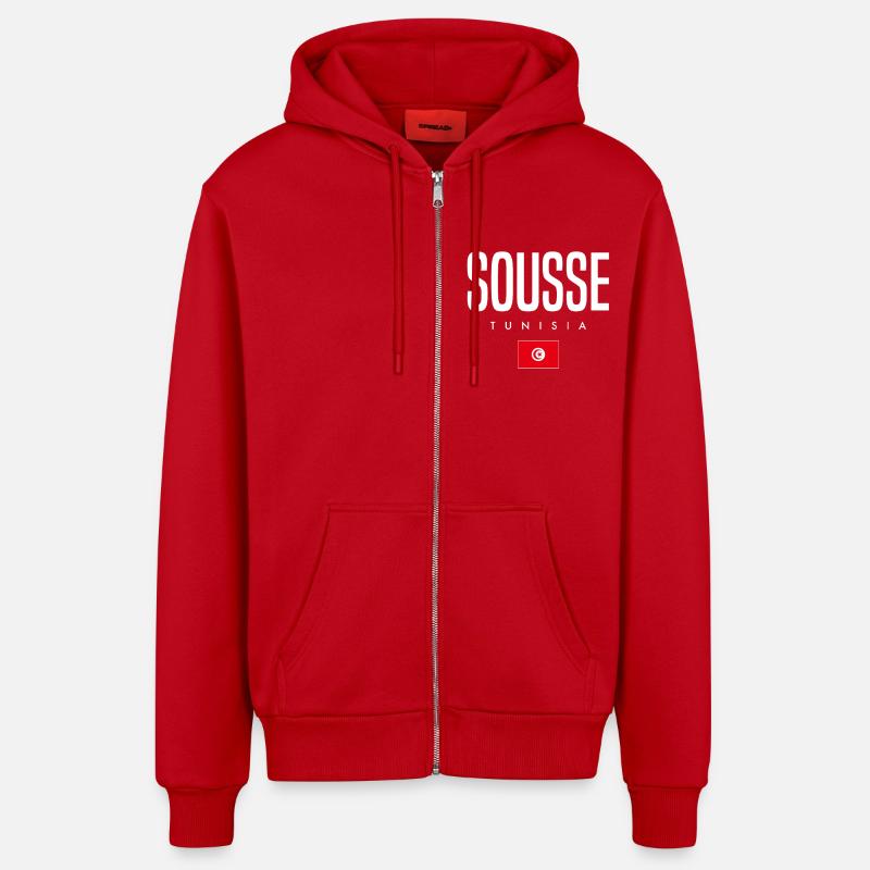 Sousse Tunisie - Veste à capuche bio décontractée fabriquée en UE - rouge