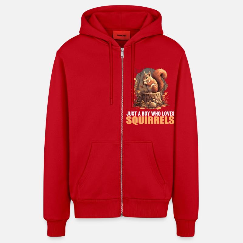 Squirrel - Organic Relaxed Hooded Jacket Made in EU - red
