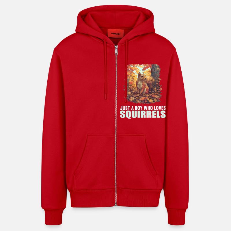 Squirrel - Organic Relaxed Hooded Jacket Made in EU - red