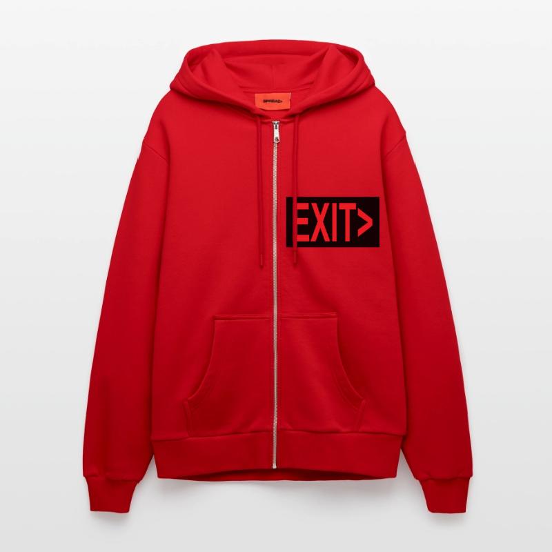 Exit / Exit / Emergency Exit Organic Relaxed Hooded Jacket Made in EU