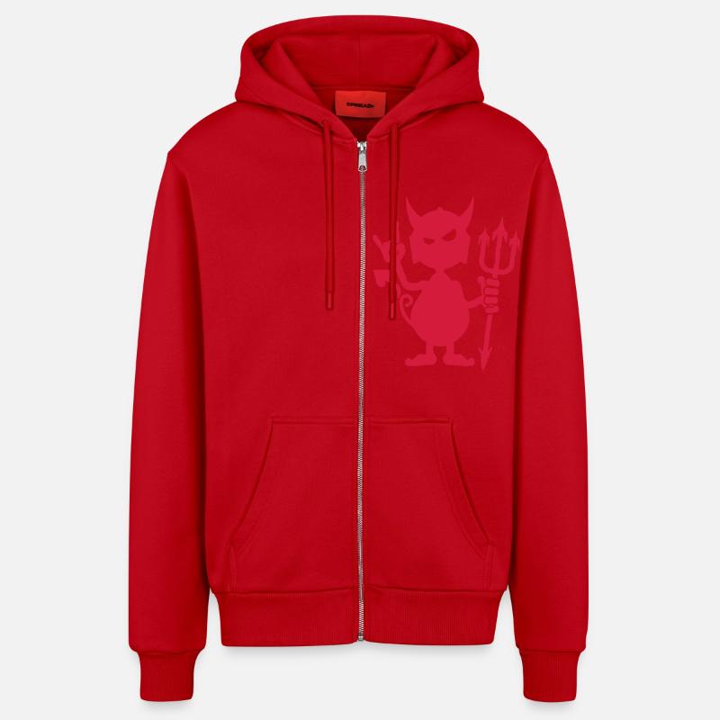 Teufel rocks / devil rocks (1c) - Organic Relaxed Kapuzenjacke Made in EU - Rot