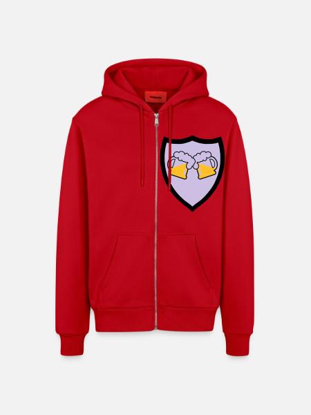 Bier Emblem 3c - Organic Relaxed Kapuzenjacke Made in EU - Rot
