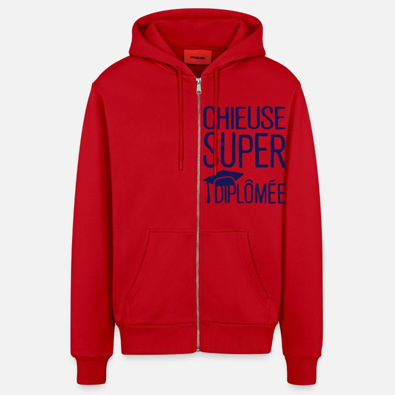 chieuse super diplomee citation humour - Veste à capuche bio décontractée fabriquée en UE - rouge