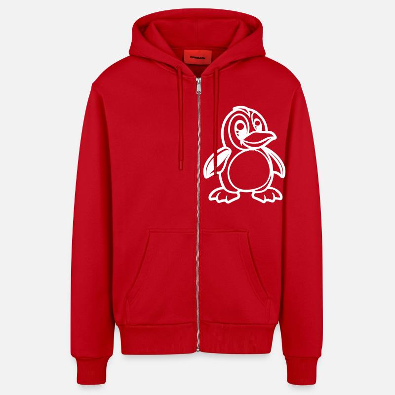 Penguin Comic - Organic Relaxed Hooded Jacket Made in EU - red