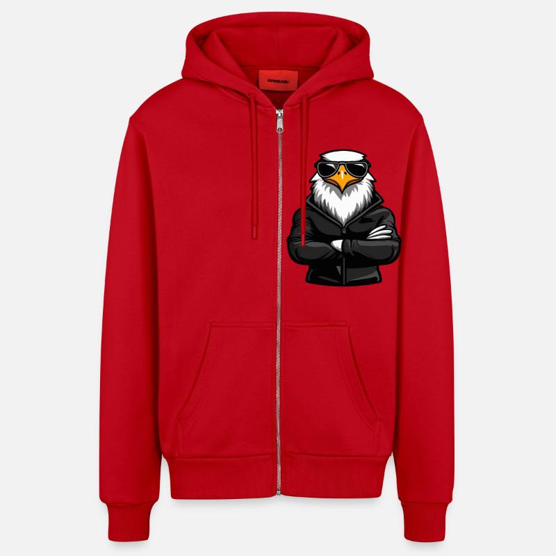 Adler Eagle Comic - Organic Relaxed Hooded Jacket Made in EU - red