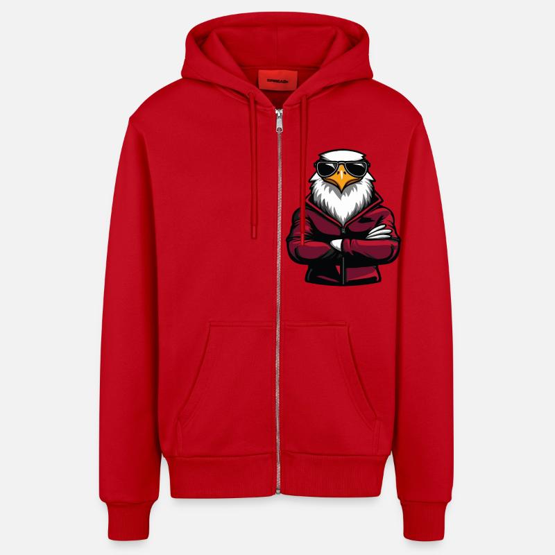 Eagle Comic - Organic Relaxed Hooded Jacket Made in EU - red