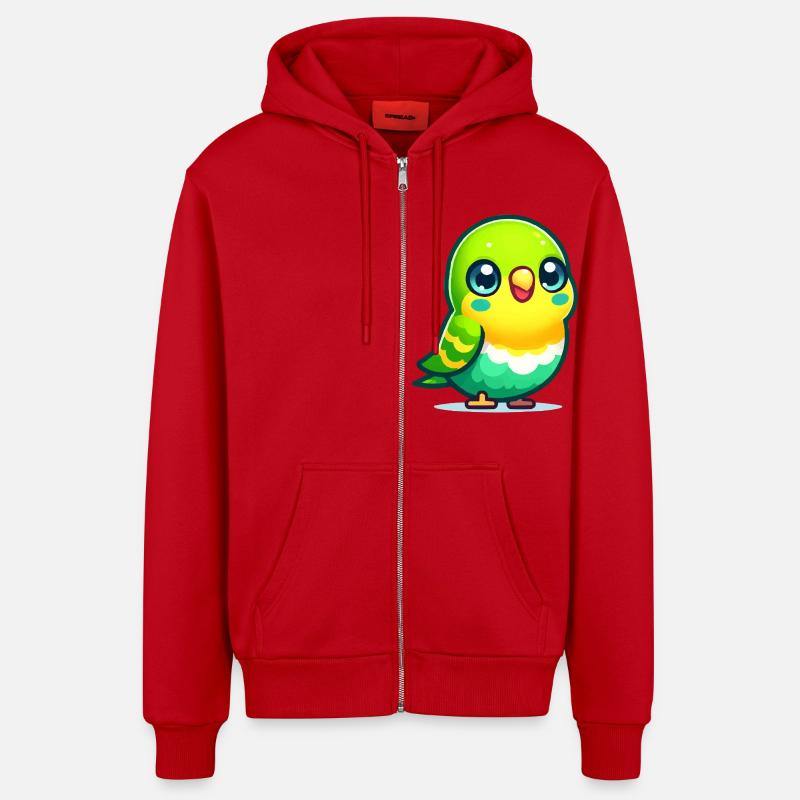 Perruche ondulée - Veste à capuche bio décontractée fabriquée en UE - rouge