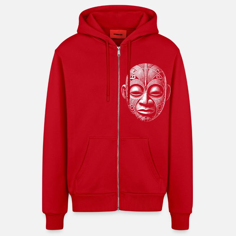 Masque - Veste à capuche bio décontractée fabriquée en UE - rouge