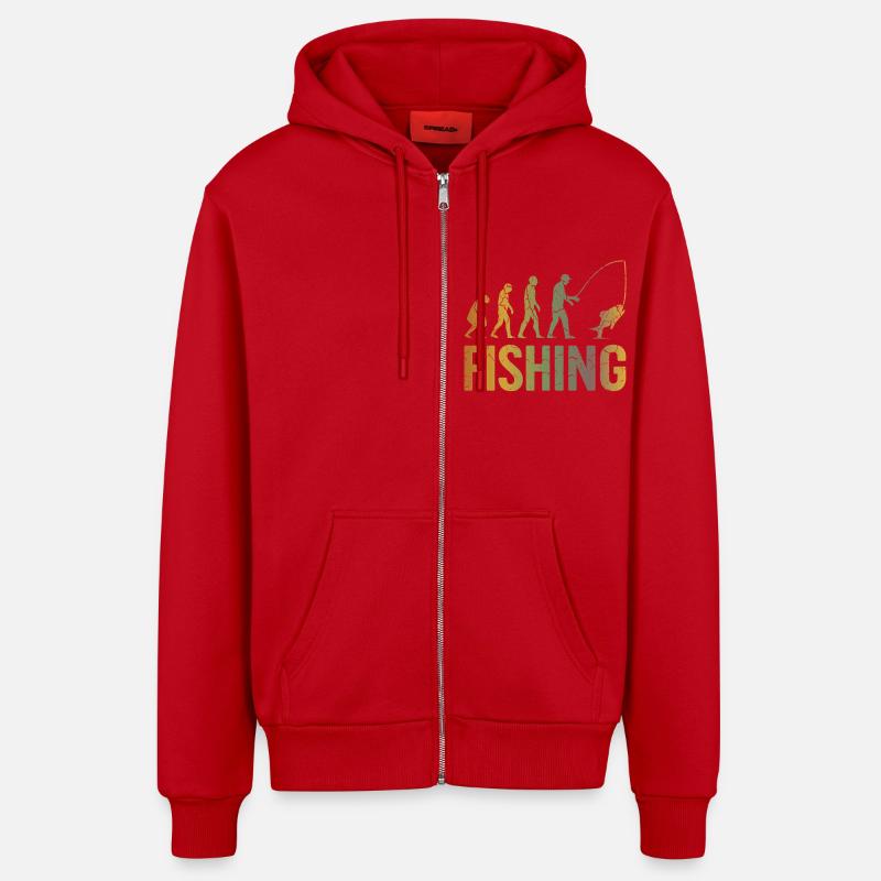 Evolution pour la pêche - Veste à capuche bio décontractée fabriquée en UE - rouge