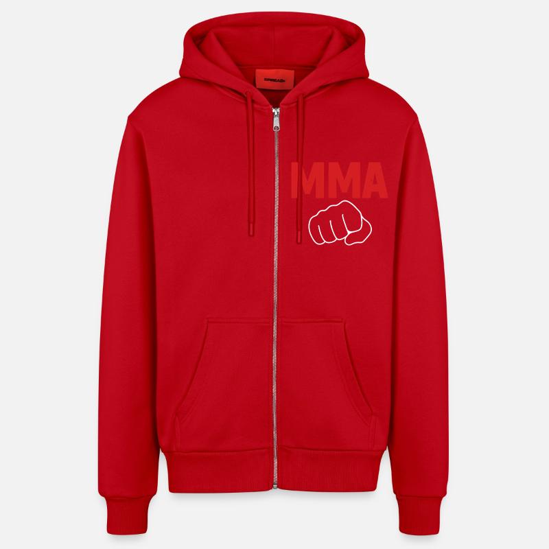 Style de combattant MMA - Veste à capuche bio décontractée fabriquée en UE - rouge