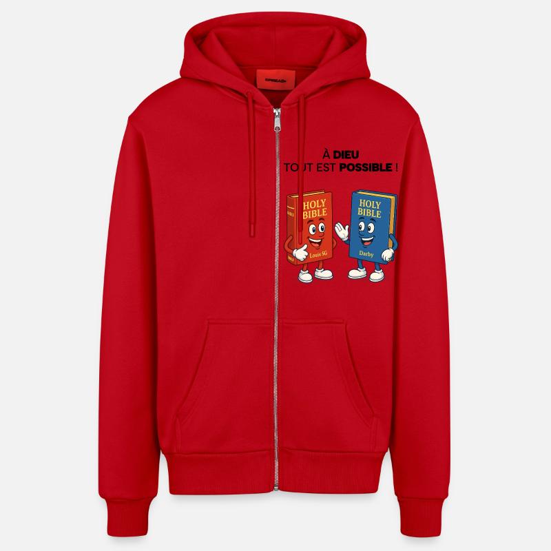 Bible T-Shirt - Veste à capuche bio décontractée fabriquée en UE - rouge