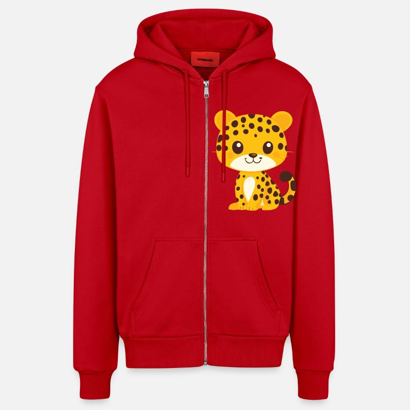 Little Leopard - Organic Relaxed Hooded Jacket Made in EU - red