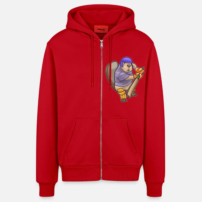 Beaver Cricket Batte de cricket - Veste à capuche bio décontractée fabriquée en UE - rouge