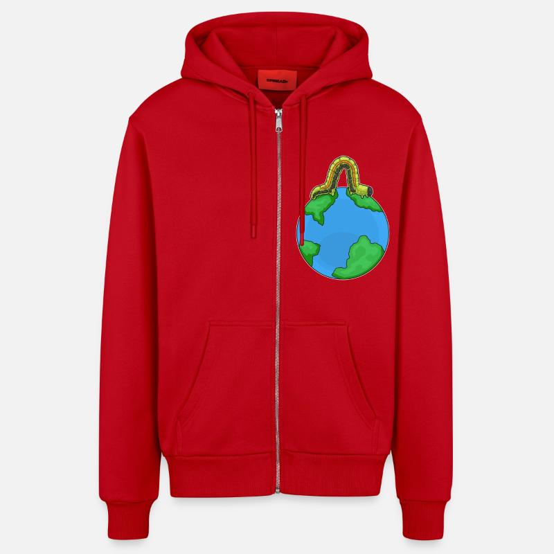 Chenille Terre - Veste à capuche bio décontractée fabriquée en UE - rouge