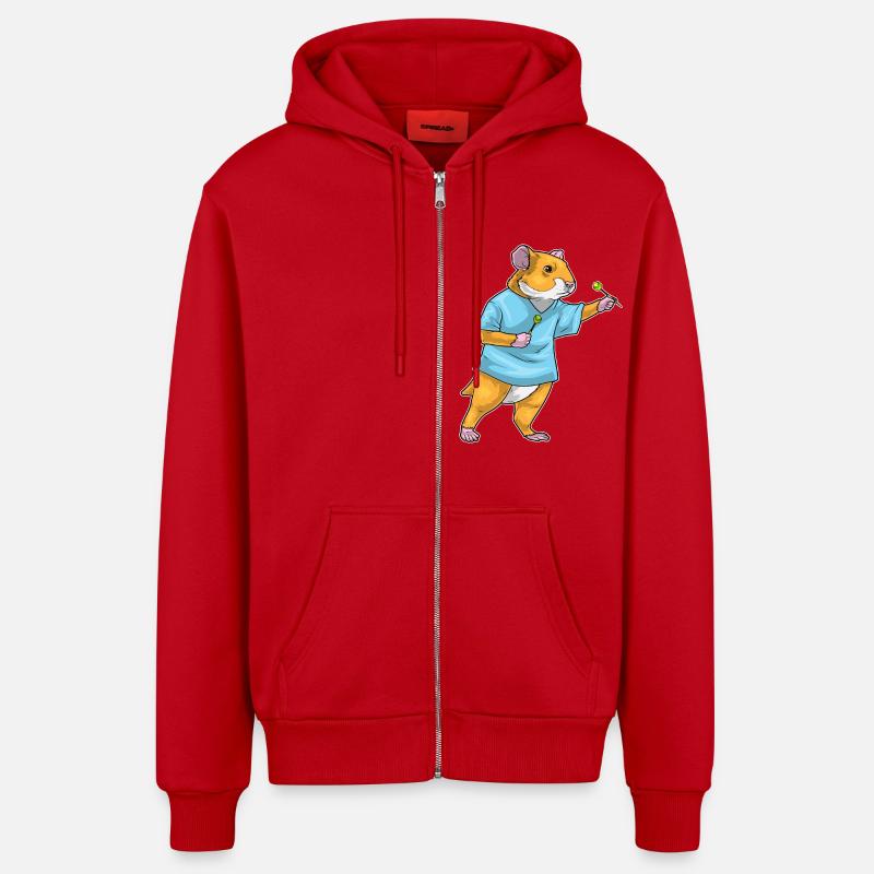 Fléchette de hamster Dartpfeil - Veste à capuche bio décontractée fabriquée en UE - rouge