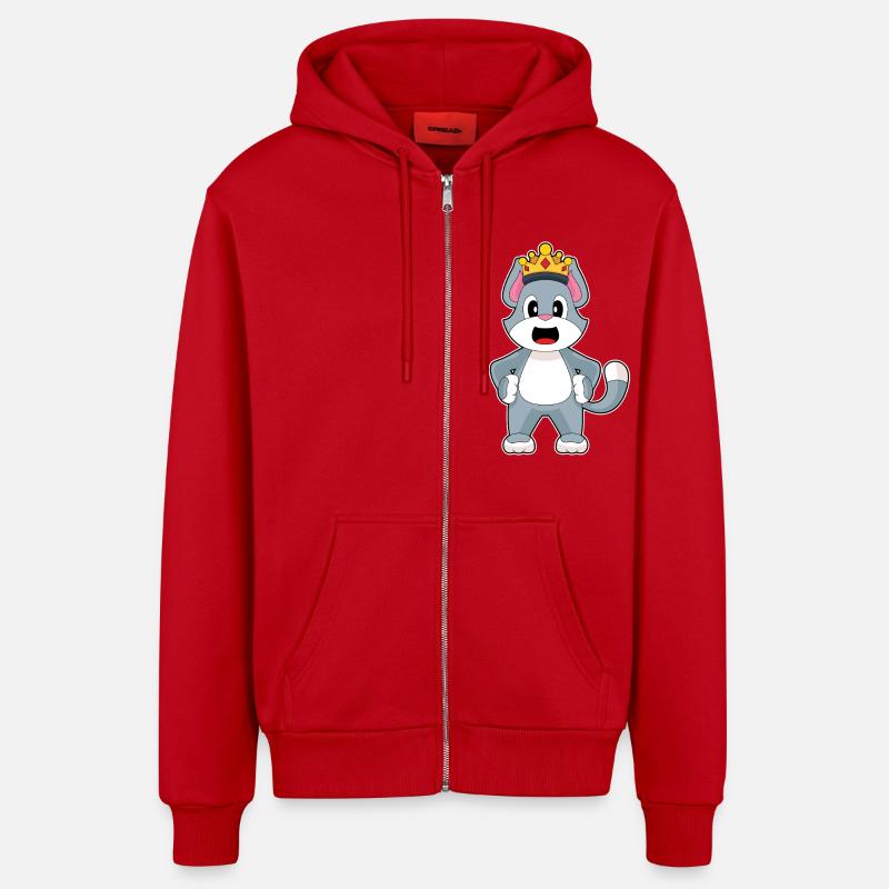 Couronne de chat - Veste à capuche bio décontractée fabriquée en UE - rouge