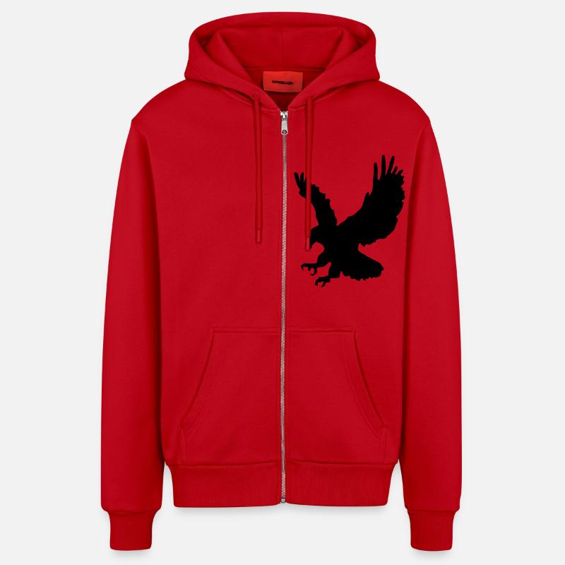 Piquée chasse Aigle - Veste à capuche bio décontractée fabriquée en UE - rouge