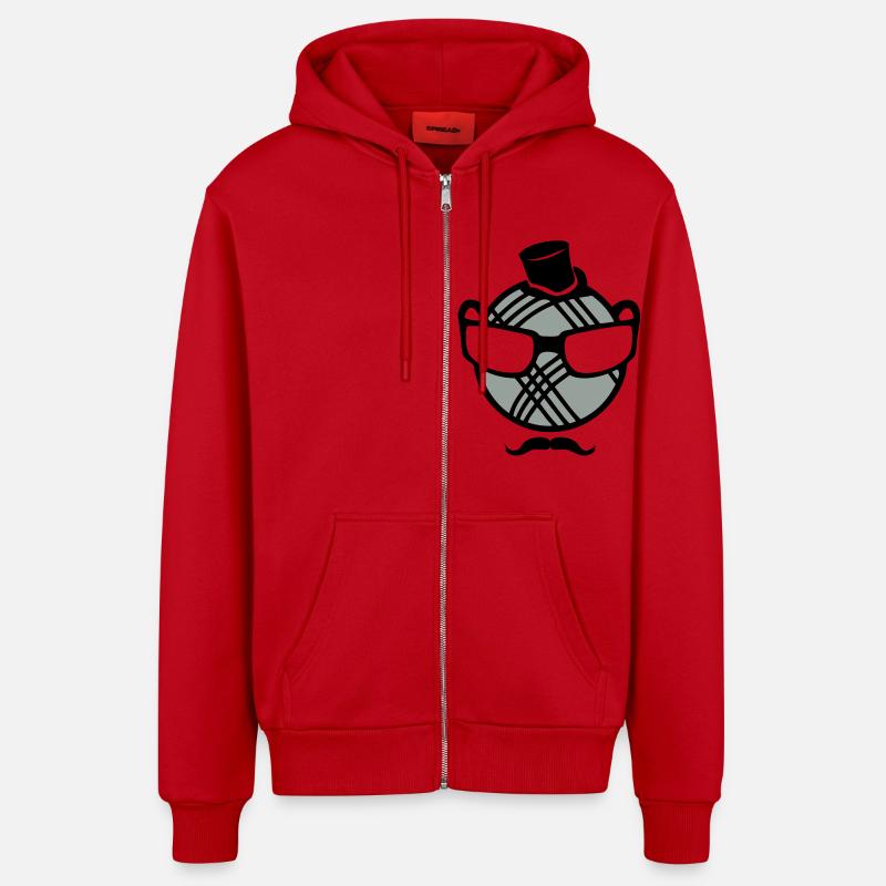 petanque boule smiley moustache lunette - Veste à capuche bio décontractée fabriquée en UE - rouge