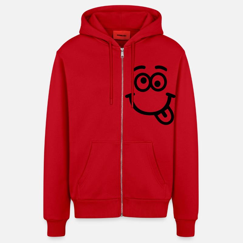 Smiley - Veste à capuche bio décontractée fabriquée en UE - rouge