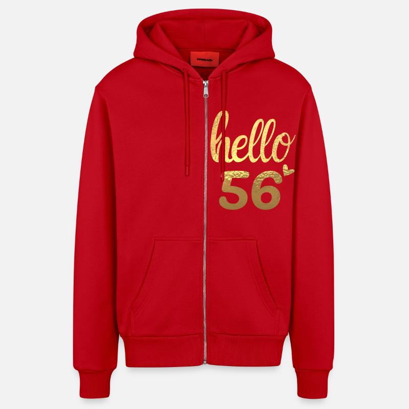 Hello 56 doré - Veste à capuche bio décontractée fabriquée en UE - rouge
