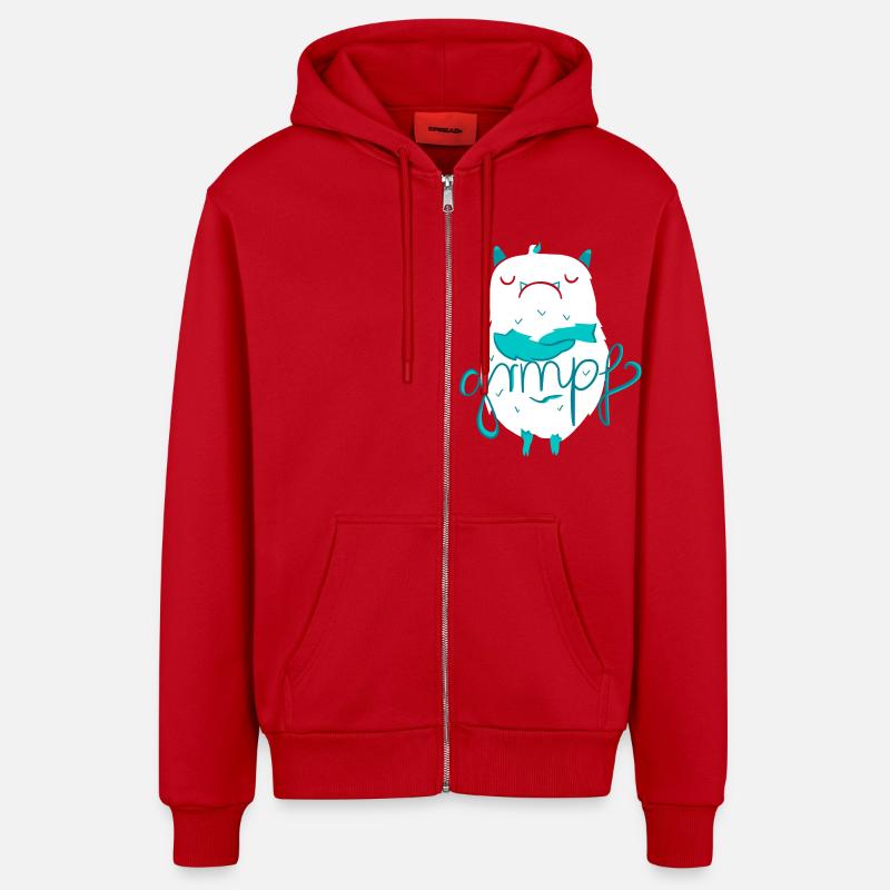 M. Grmpf - Veste à capuche bio décontractée fabriquée en UE - rouge