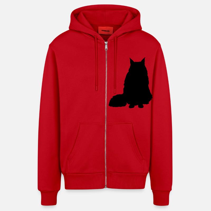 Vector Cat Silhouette - Veste à capuche bio décontractée fabriquée en UE - rouge