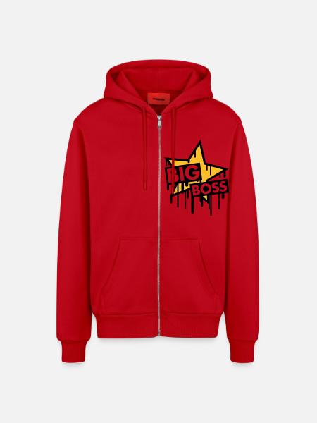 big_boss_star - Organic Relaxed Hooded Jacket Made in EU - red