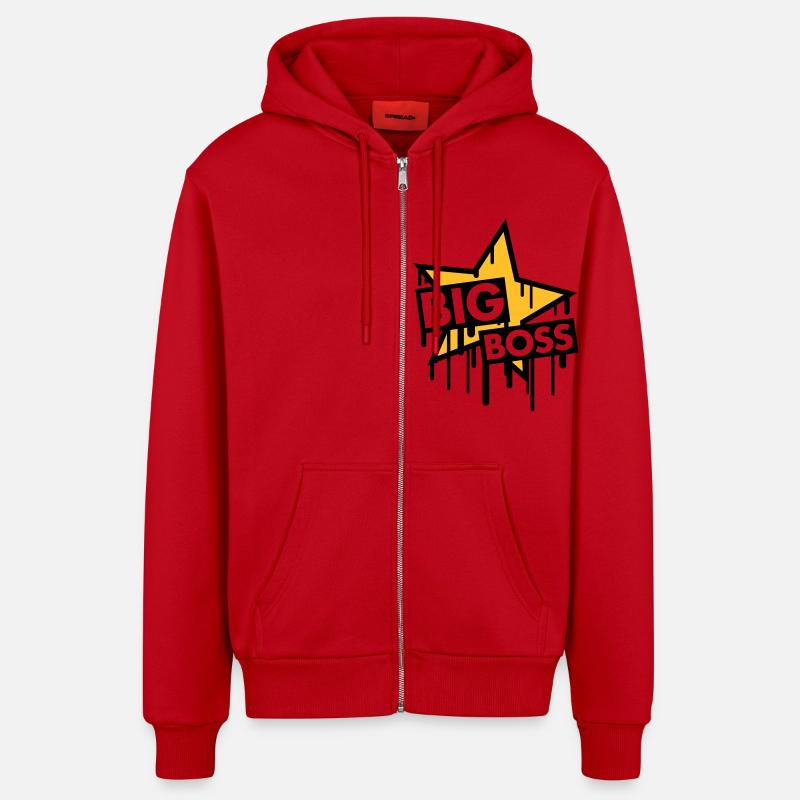 big_boss_star - Veste à capuche bio décontractée fabriquée en UE - rouge