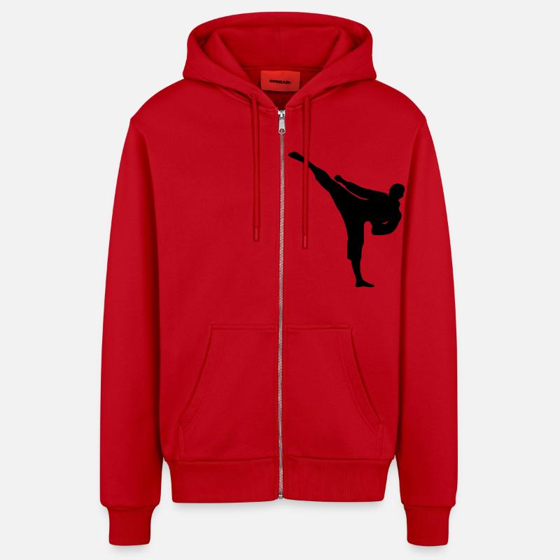 karate - Veste à capuche bio décontractée fabriquée en UE - rouge