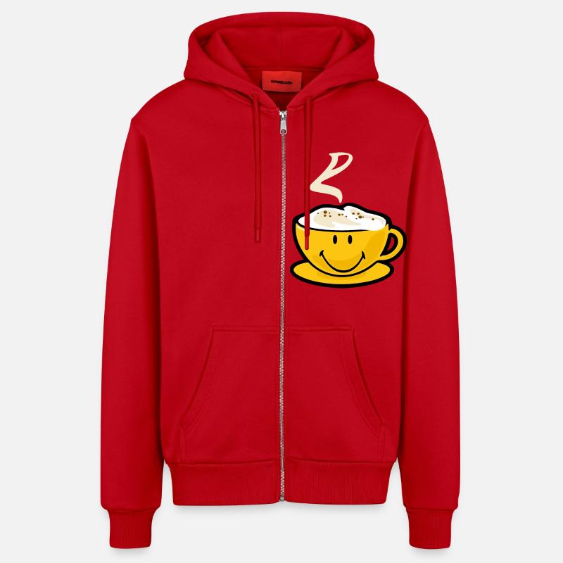 Smiley Capuccino - Veste à capuche bio décontractée fabriquée en UE - rouge