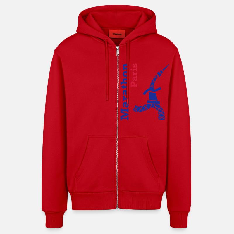 paris_marathon_Tour Eiffel - Veste à capuche bio décontractée fabriquée en UE - rouge