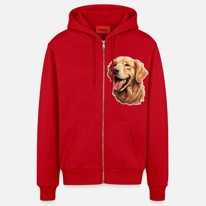 Golden retriever - Veste à capuche bio décontractée fabriquée en UE - rouge