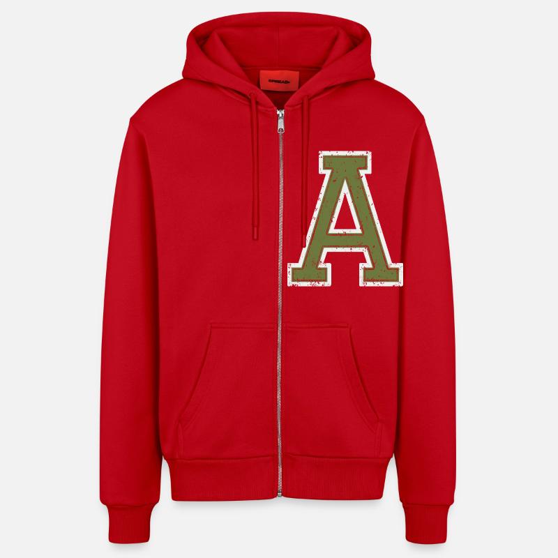 A - Style universitaire - Veste à capuche bio décontractée fabriquée en UE - rouge