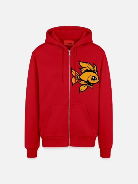 Goldfish Fish Comic - Organic Relaxed Hooded Jacket Made in EU - red