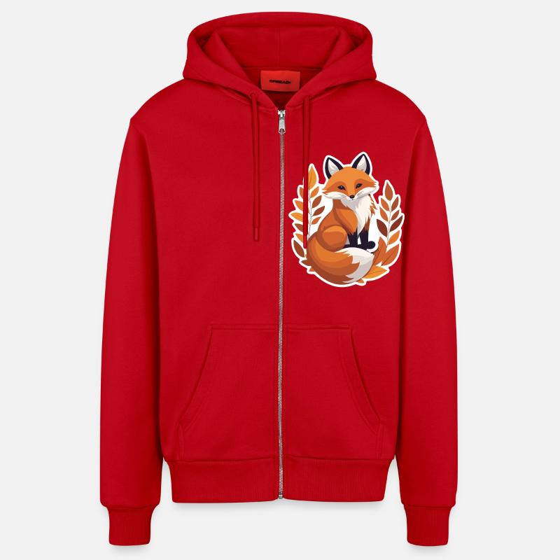 Fuchs im Herbst #3 - Organic Relaxed Kapuzenjacke Made in EU - Rot