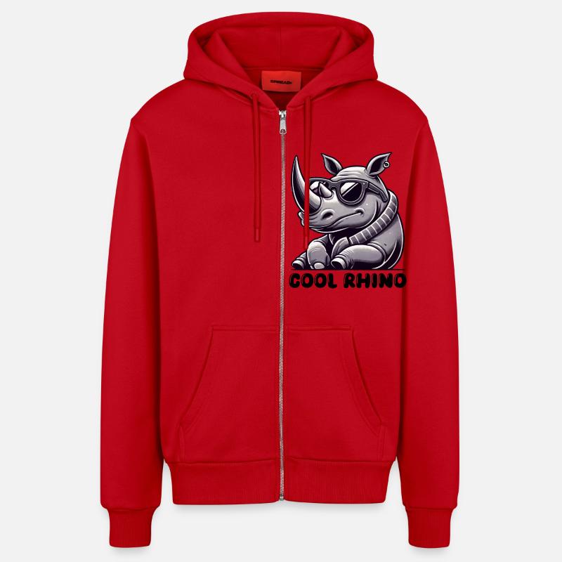 lunettes de soleil cool rhinocéros - Veste à capuche bio décontractée fabriquée en UE - rouge