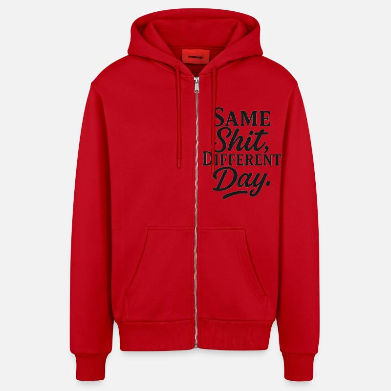 Same Shit Different Day - Organic Relaxed Hooded Jacket Made in EU - red