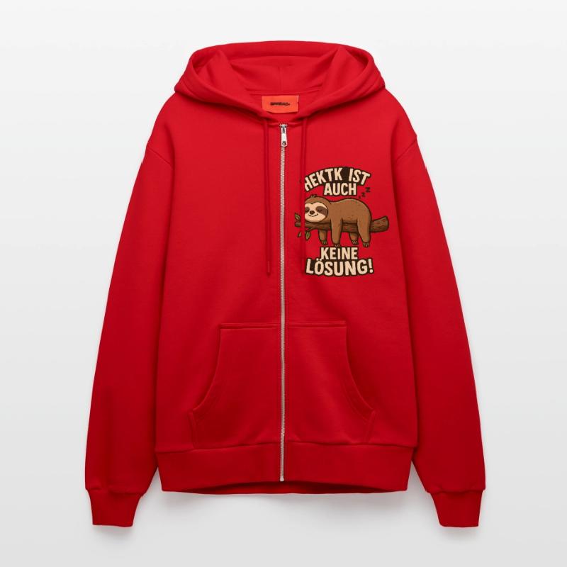 Hectic is not a solution either Sleeping sloth Organic Relaxed Hooded Jacket Made in EU