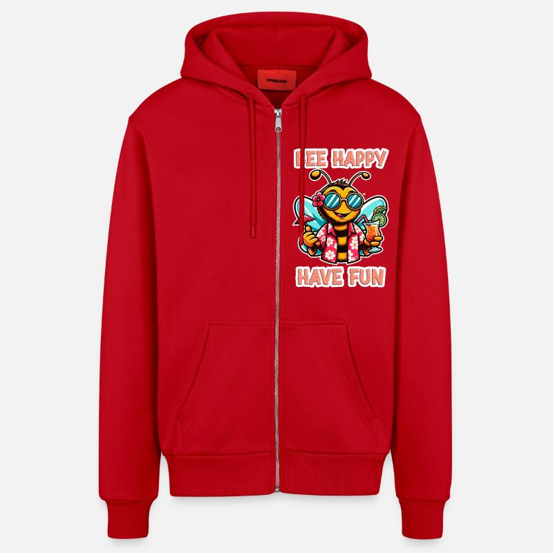 Bee Happy - Amusez-vous 4 - Veste à capuche bio décontractée fabriquée en UE - rouge