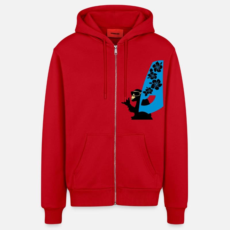 planche à voile - Veste à capuche bio décontractée fabriquée en UE - rouge