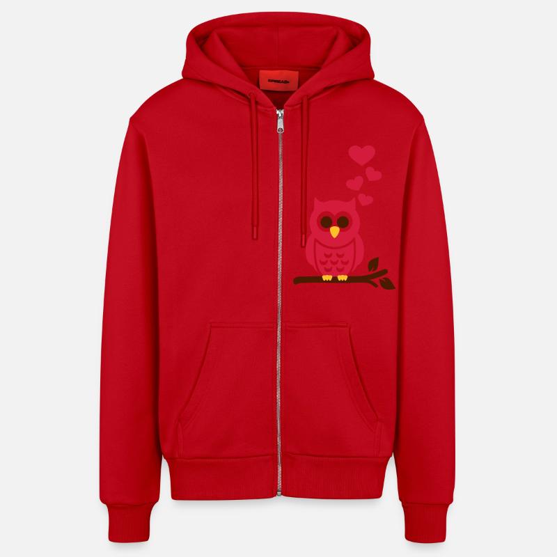 Owl - Organic Relaxed Hooded Jacket Made in EU - red