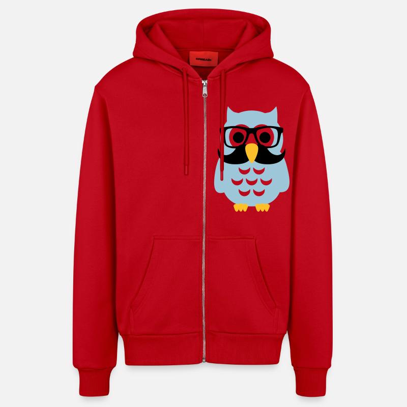 Chouette Hibou - Veste à capuche bio décontractée fabriquée en UE - rouge